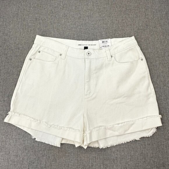 NEW! INC Denim Cuffed Shorts Off White/ Polar Wash High Rise Sz 14 Msrp:‎ $59.50 - Picture 1 of 10